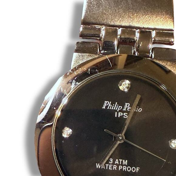 NOS Philip Persio Watch Mens Stainless Steel 38mm Polished Brushed Date Quartz - Picture 10 of 10